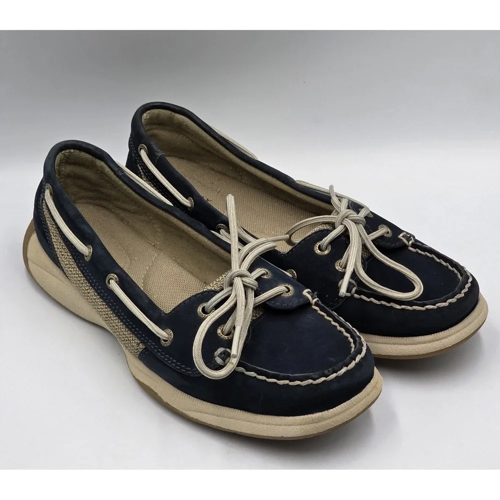 Sperry Top-Sider Angelfish Boat Shoes Women's 7M Navy STS94002 Leather Canvas